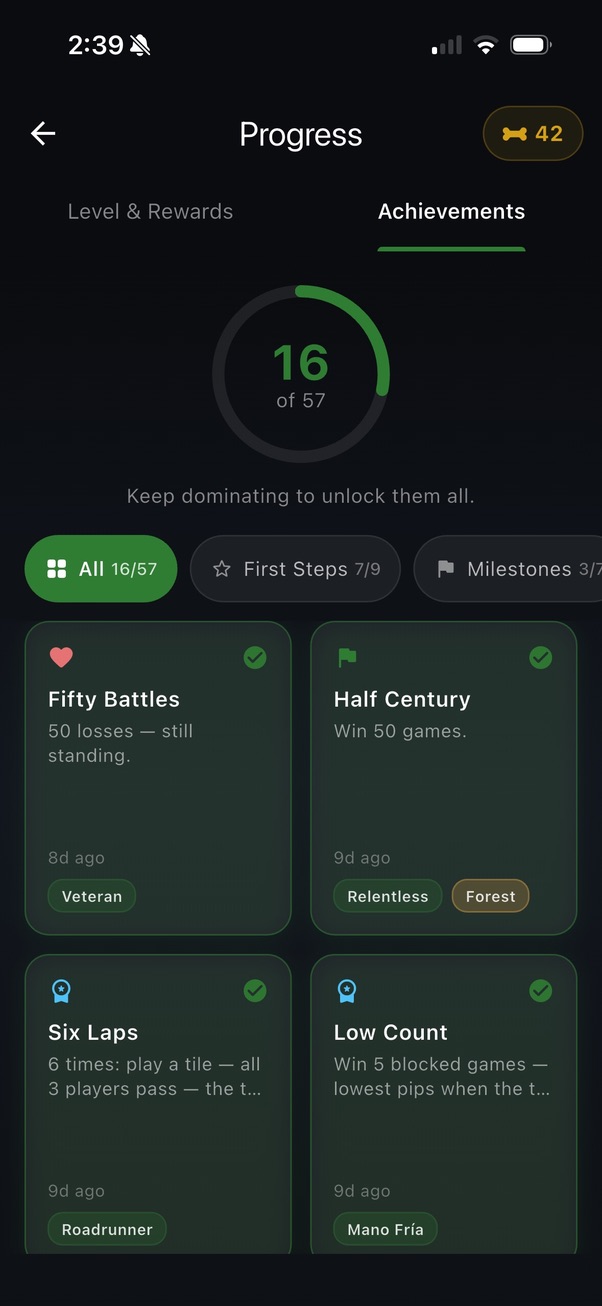 Achievements screen
