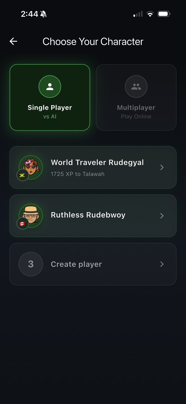 Character selection