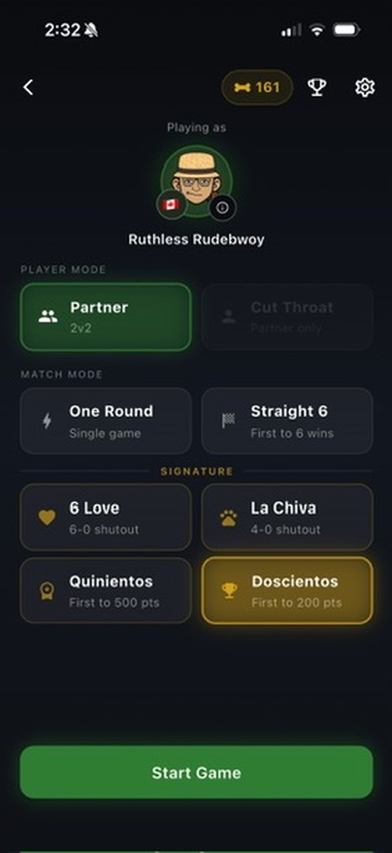 Game mode selection